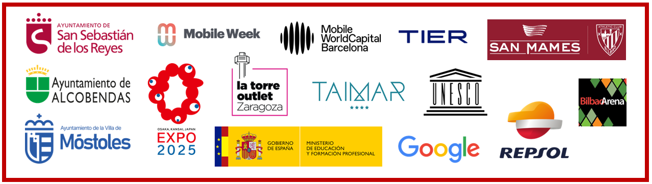 imagen de varias de las marcas en las que el equipo de TENYUS ha realizado servicios de accesibilidad, ha participado en eventos...